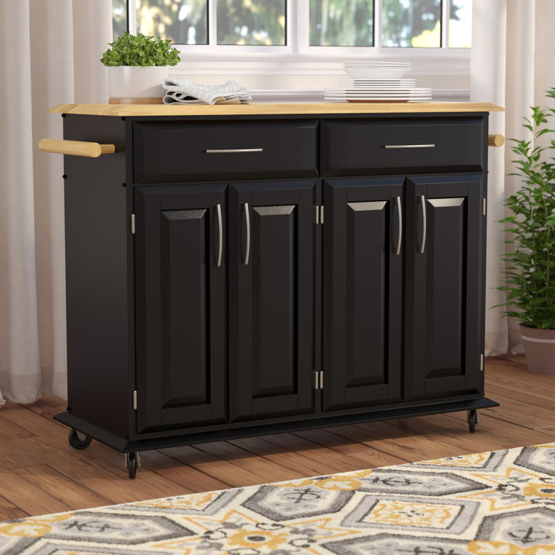 Charlton Home Hamilton Kitchen Island with Wood Top & Reviews Wayfair